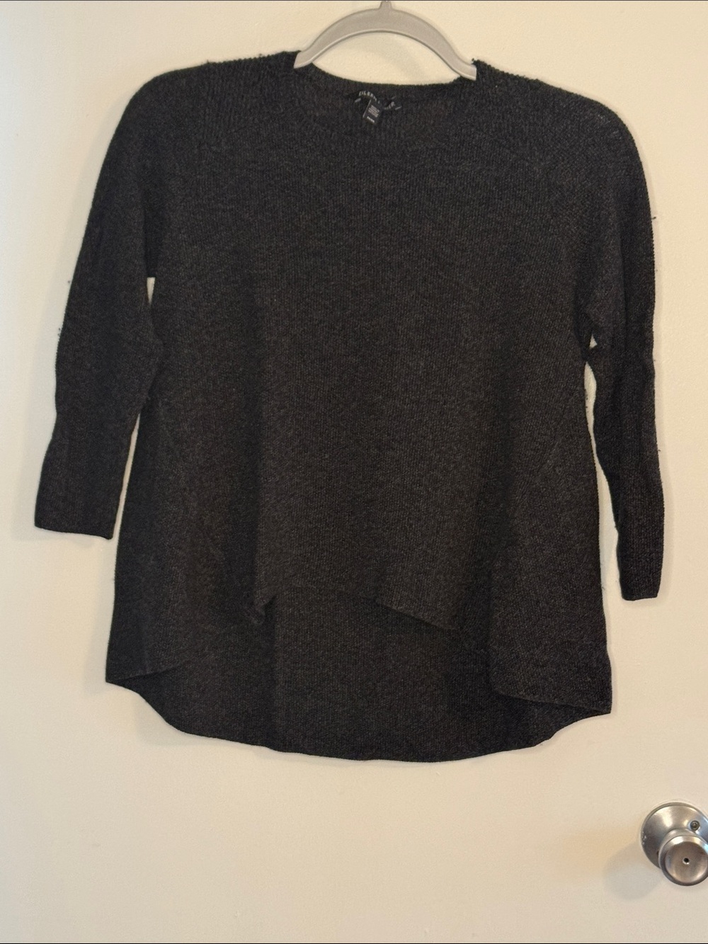 Eileen Fisher Charcoal Knit linen tencel blend xs top